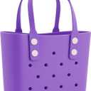 Rubber Tote Bag Small Beach Bag,Practical And Portable Travel Bag,Washable Open Handbag for Work Travel