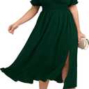 Women's Plus Size Dress Wedding Guest Cocktail Short Sleeve Stringy Selvedge V Neck Slit A Line Flowy Maxi Dresses, XL