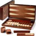 Handcrafted Wooden Backgammon Set - 16x15.3inch, Oversized Pieces, Intricate Carvings, Premium Travel Game Board for Adults & Kids (Star)