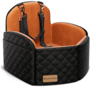 Dog Car Seat for Small/Medium Dogs, Elevated Dog Booster Seat Memory Foam Puppy Car Seat with Washable Cover, Travel Safety Pet Seat for Car with Storage Pockets Up to 35 lbs (Black/Brown)