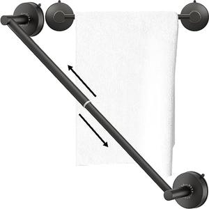 DGYB Adjustable Suction Cup Towel Bar for Bathroom 14 Inch ~ 27 Inch Matte Black Towel Rack Stainless Steel Bath Towel Holder for Glass Shower Door
