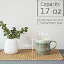 Bosmarlin Ceramic Coffee Mug Set of 4, 17 Oz, Coffee Cups with Big Handle, Microwave and Dishwasher Safe (Willow Green)