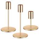 3 Pcs Gold Taper Candle Holders, Gold Candlestick Holderss, Candle Sticks Holder Decor for Mantel Centerpiece Fireplace Wedding Dinning Party Home Cabinet Table Decor(3 Heights)
