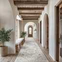 Madane Hallway Runner Rug 2'6''x14' Kitchen Runner, Non Slip Vintage Runners for Hallways Washable Kitchen Rugs Soft Low Pile 2.5x14 ft Rug Runner for Laundry Room, Entryway and Bedroom, Ivory/Brown