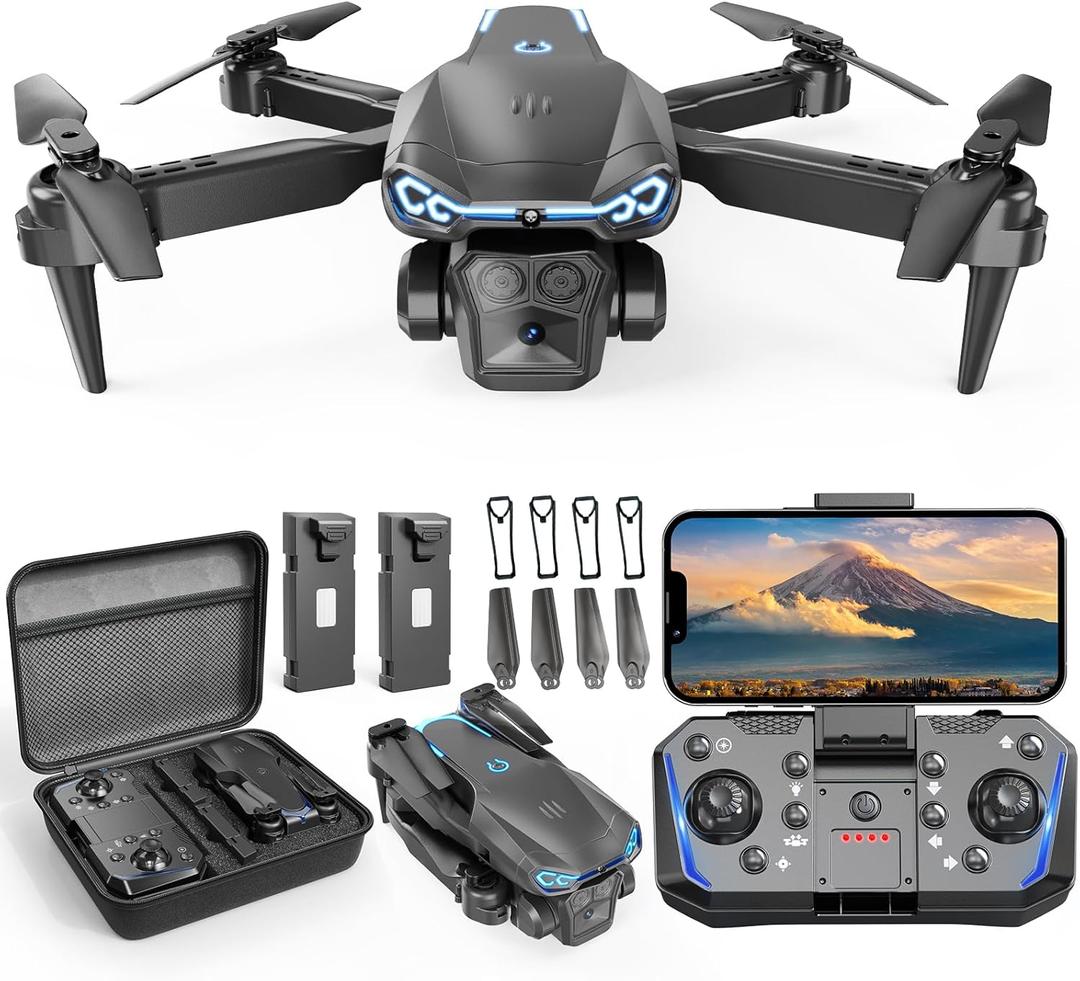 Foldable Drone with 1080P Camera for Beginners & Kids, FPV RC Quadcopter Toys Gifts for Boys Girls, One Key Start, 3D Flips, Gesture Selfie, 3 Speed Modes, 2 Batteries (Black)