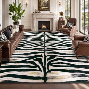 Yamaziot 8'x10' Washable Zebra Print Area Rug Non-Slip for Living Room