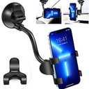ivoler Car Phone Mount Windshield, Long Arm Clamp Universal Windshield with Double Clip Strong Suction Cup Cell Phone Holder Compatible with iPhone 15 14 13 Pro Max XS 7 8 Plus, Galaxy S24 S23 Ultra