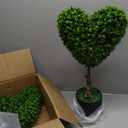 2 Sets 23.62 Inches Artificial Heart Boxwood Topiary Outdoor, Valentine's Day Heart Shaped Topiary Trees, Faux Boxwood Outdoor Valentines Decoration with Planter Pots for Home Porch Decor