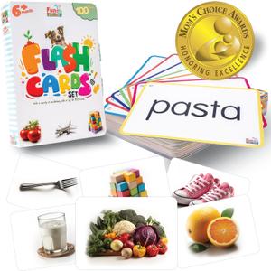 100 Real-Image Flash Cards for Toddlers 1-3  Large Waterproof Learning Cards, Montessori Preschool Educational Toys for Kids, Durable Flashcards with Pictures and Words (Moms Choice Award)