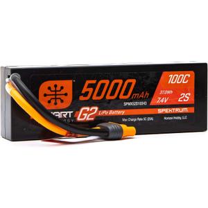 Spektrum 7.4V 5000mAh 2S 100C Smart G2 Hardcase LiPo Battery: IC3, SPMX52S100H3
