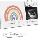 Rainbow Baby Sonogram Picture Frame Countdown Weeks, Pregnancy Announcement Ideas, 4"x3" Ultrasound Photo, Gender Reveal Baby-Shower Gift for New Mom Dad Expecting Parents Grandparents to Be Keepsake