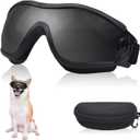 Dog Sunglasses Pet Goggles for Medium Large UV Protection Wind Protection Dust Protection Adjustable Strap Dog Glasses Suitable for Snow Beach Motorcycle (Black frame black lens)