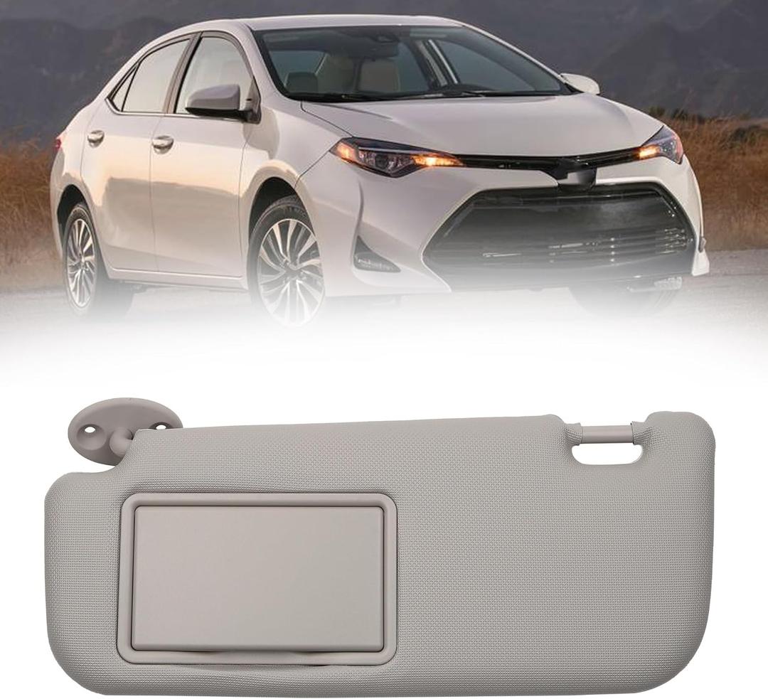 Dasbecan Gray Left Driver Side Sun Visor with Vanity Mirror Compatible with Toyota Corolla 2014 2015 2016 2017 2018 Replaces# 74320-02B50-B0