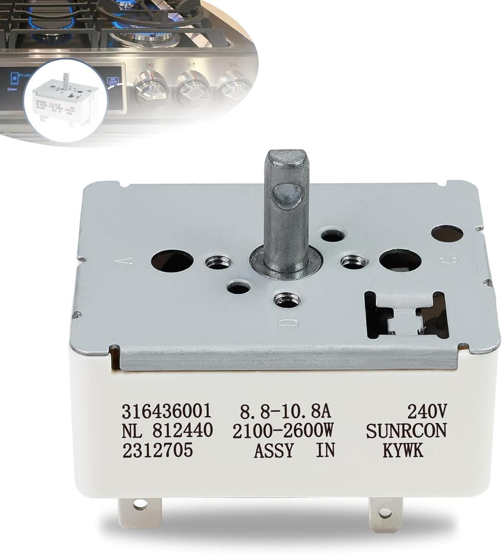Upgrade 316436001 316021501 Infinite Burner Control Switch, Compatible With Frigidaire Stove Burner Switch, 8in Burner Switch Replace Range Switch 1155395, 812448, 316021501, 5304506425