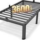 Superay 18 Inch Twin Size Metal Platform Bed Frame with Round Corners LegStorage Space Under High Bed Frame, Heavy Duty Steel Slats Support, Noise Free, Easy Assembly, No Box Spring Needed, Black