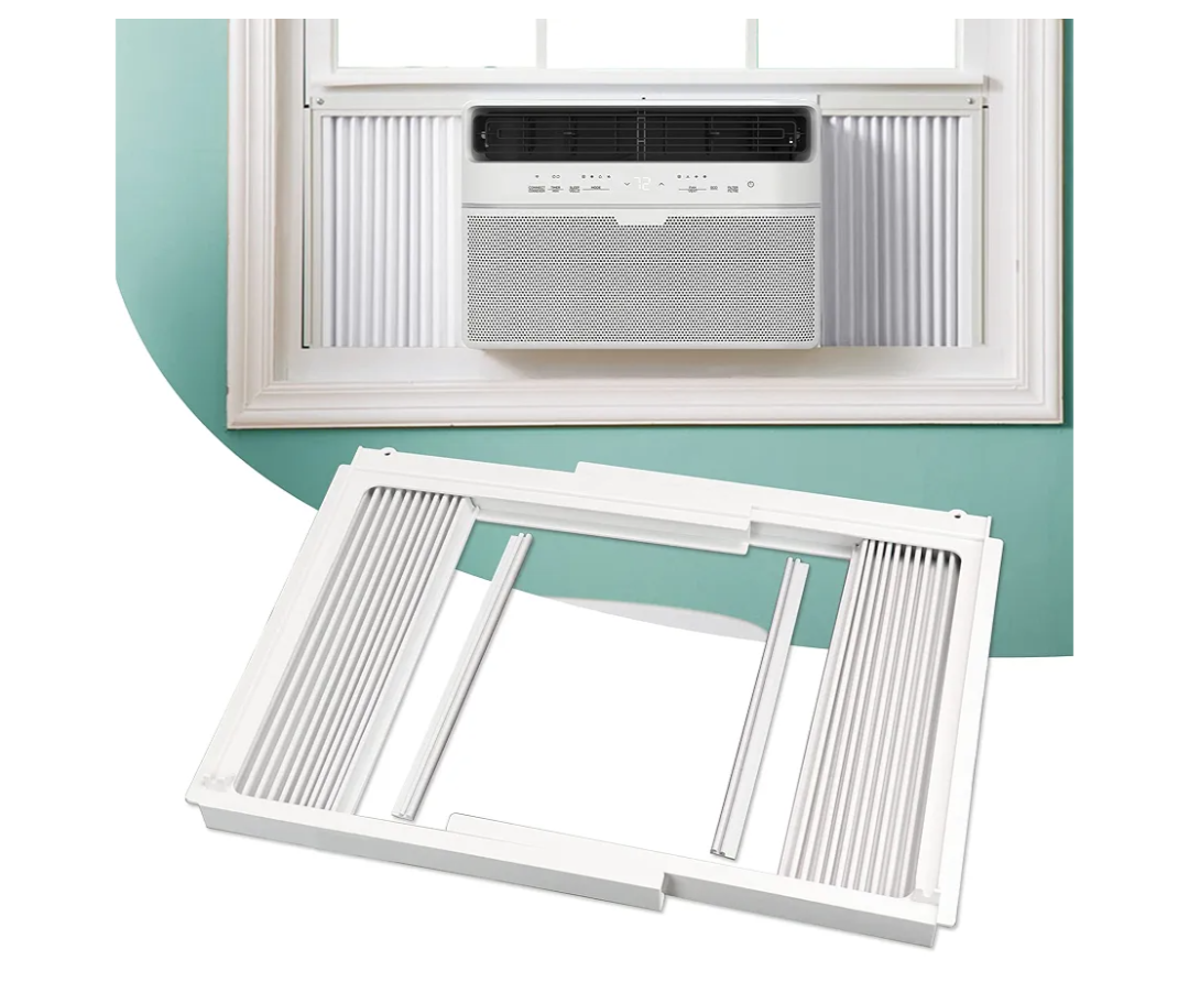 Flehomo Window Air Conditioner Side Panels with Frame, Adjustable Insulation AC Side Panel for 5,000 BTU Window AC Unit, Frame Included