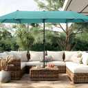 PHI VILLA 13ft Large Patio Umbrellas, Double-Sided Outdoor Market Rectangle Umbrella for Outside, Mint Green