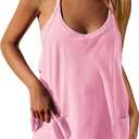 VIUTIL Womens Athletic Dress Built in Shorts Hot Shot Mini Dress Spaghetti Straps Tennis Workout 2026 Summer Romper Dress, Pink, X-Small