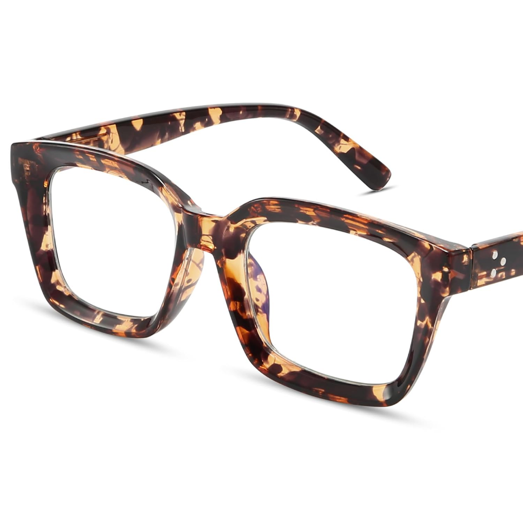 IBOANN Oversized Blue Light Glasses for Woman, Funky Fashion Glasses With Preppy Look, Eye Strain Computer Glasses