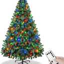 Prelit Christmas Tree 6ft with Remote Control, 8 Light-Modes Artificial Christmas Trees with Lights, Xmas Tree with 1000 Thick Branch Tips & 250 Lights, Easy Assembly Holiday Décor for Home