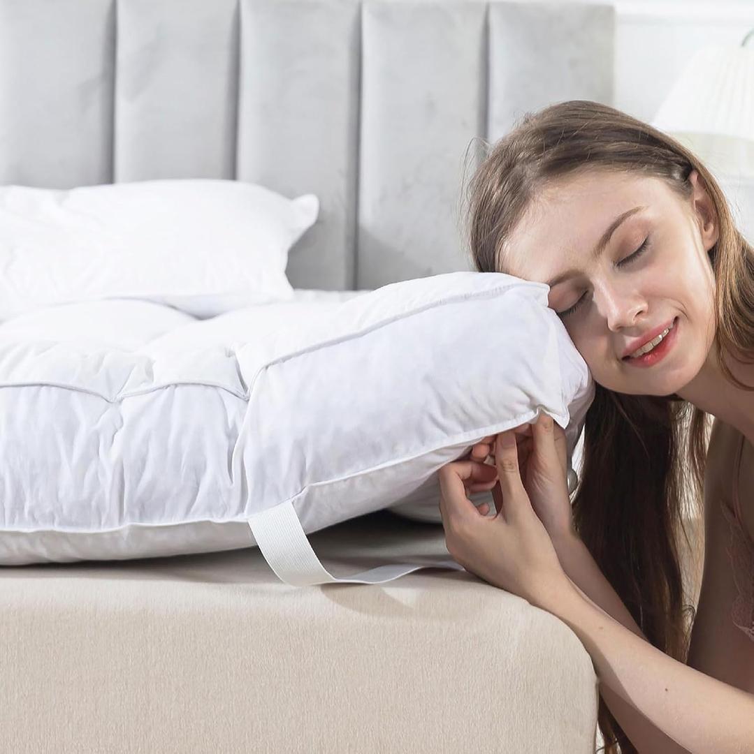 WhatsBedding 5 Inch Feather Bed Mattress Topper, Memory Foam Mattress Topper, Thicked Down Alternative-Lined, White, Full (White/5in)