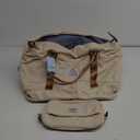 Travel Duffel Bag with Shoes Compartment, Carry on Overnight Weekender Bags for Women, For Spirit Airlines 18x14x8 Personal Item Bag (Large, Beige & Brown)