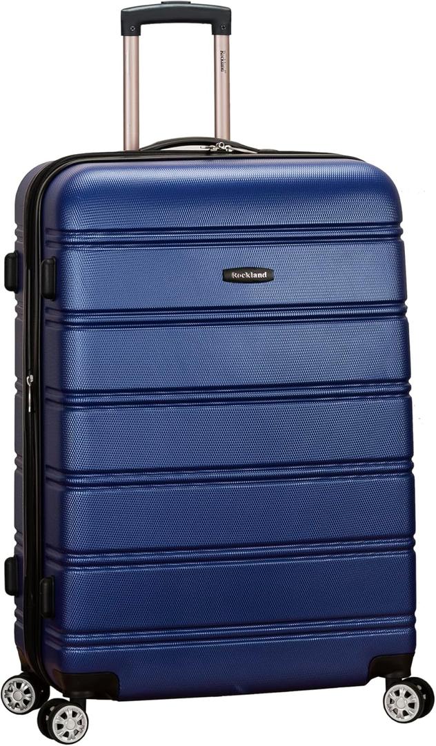 Rockland Melbourne Hardside Expandable Spinner Wheel Luggage, Blue, Checked Large 28"