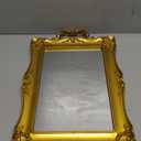 Antique Decorative Gold Framed Square Mirror Tray, Jewelry & Cosmetics Organizer for Dresser, Square - 9.5" W x 14.5" L (Golden)