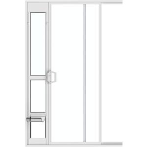 Hakuna Pets White Glass Patio Pet Door for Sliding Doors, Medium | Adjustable Height 77.2 83.5, Damage-Free or Permanent Install, Locking Panel Included