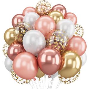 Rose Gold Confetti Balloons 60 Packs 12 inch, 60 Count