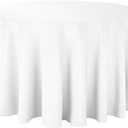 12 Pack 108 Inch Round White Polyester Tablecloth, Table Cover, Stain and Wrinkle Resistant, Washable for Dining Table, Wedding Reception, Banquet, Party
