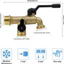 Outdoor Double Taps Water Faucet, Wall Mounted Garden Two 3/4 inch Brass Ball Valves Water Tap Splitter, Frost-Proof Outside Spigot Replacement with 2 Outlets for Home, Balcony, Hose Connector
