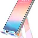 Crpich Acrylic Cell Phone Stand, Portable Phone Holder, Phone Stand for Desk, Compatible with Phone16 15 14 13 12 Pro Max Mini 11, Switch, Android Smartphone, Pad, Tablet, Iridescent Color