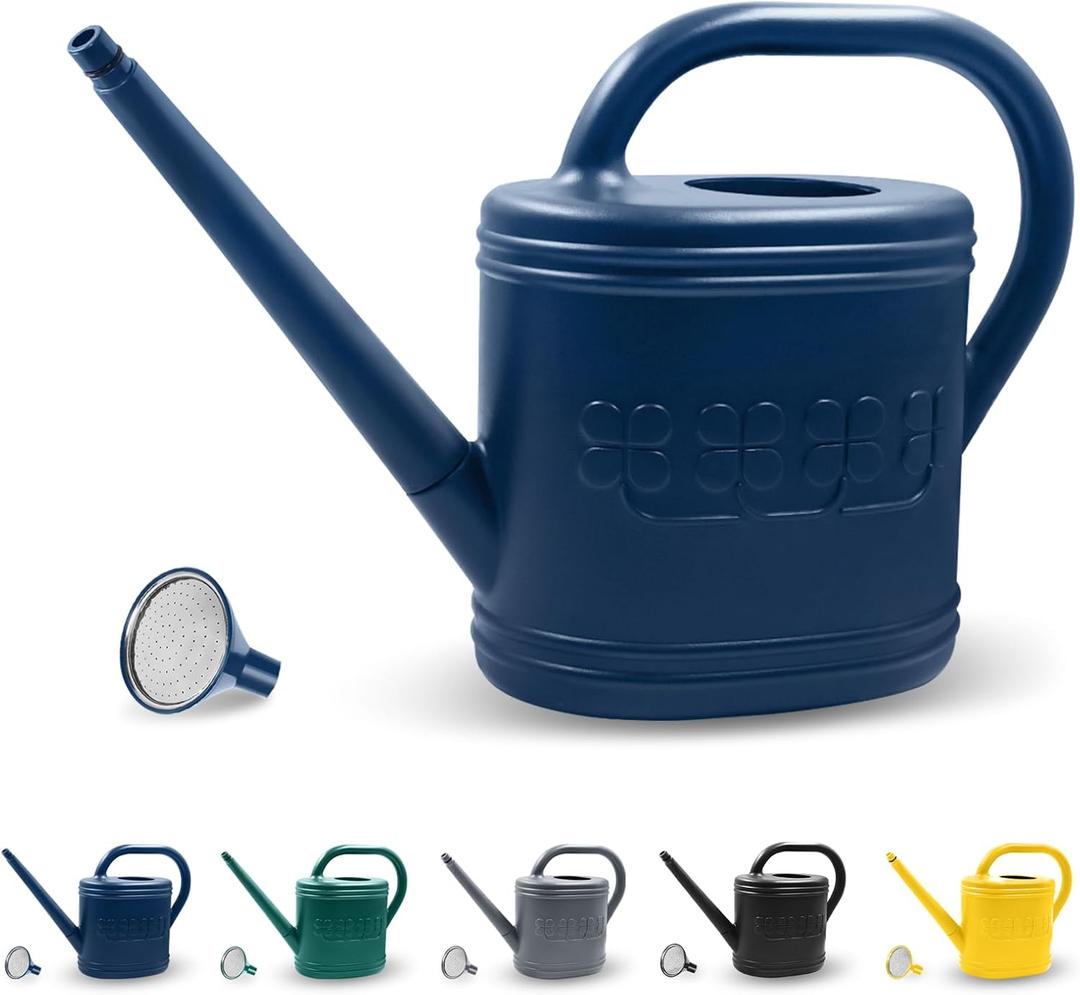2 Gallon Watering Can, Outdoor Watering Can for Plants, Garden Water Can with Removable Long Spout and Stainless Steel Sprinkler Head, Large Water Can for Greenhouse (Dark Blue, 2 Gallon)