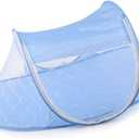 Foldable Nursery Crib Bed Cot Canopy Net Tent for Baby Breathable Soft Fabric Prevents Biting by Insects Folding Design (Blue)