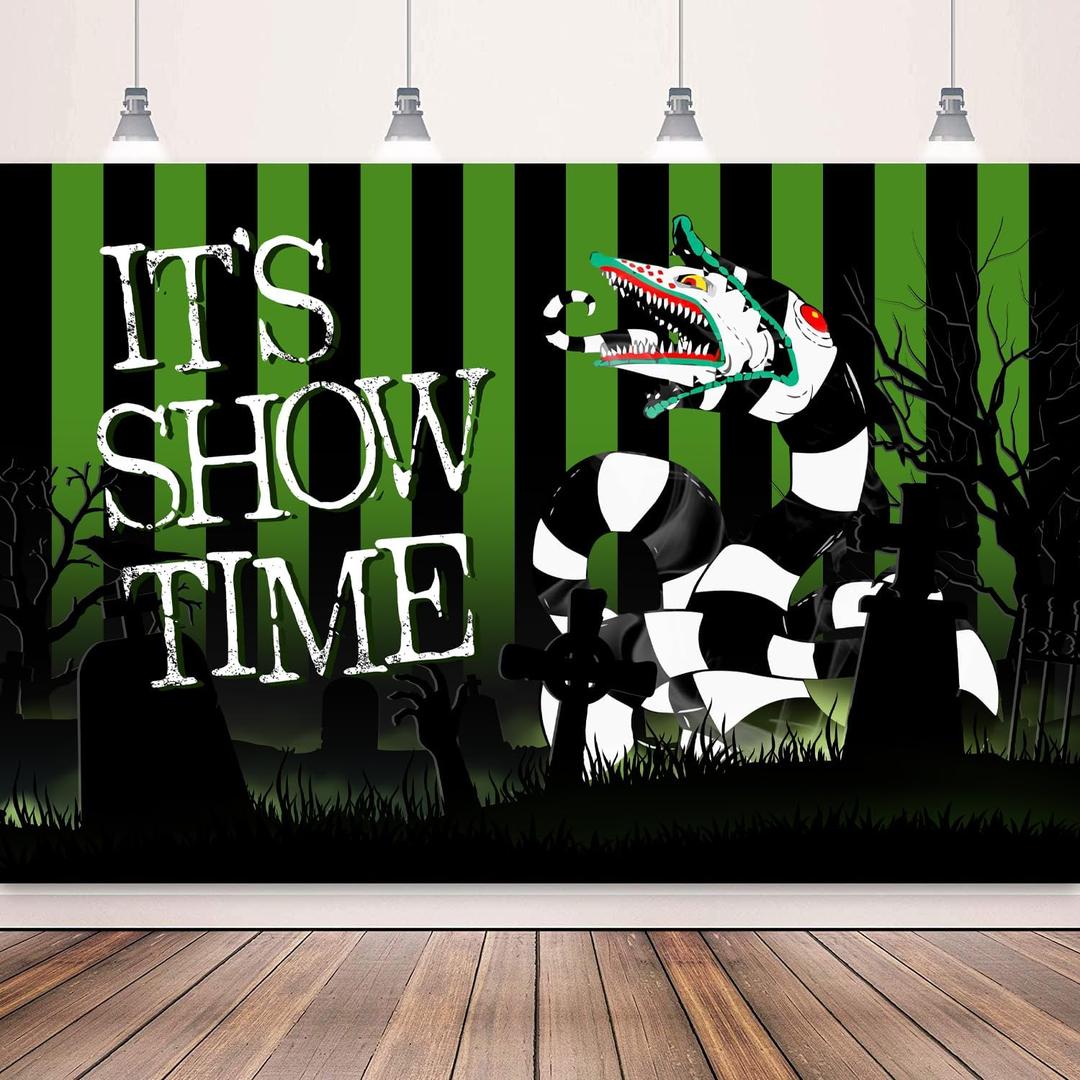 Beetle Halloween Party Decorations Backdrop Banner 5x3 Ft It's Show Time Halloween Birthday Decorations Banner Horror Themed Party Decorations Background Photo Booth