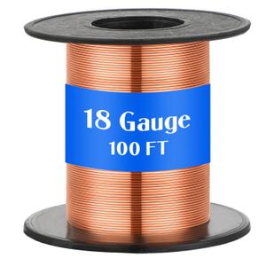 Therwen 100ft 18 Gauge Copper Wire for Gardening, Electroculture, Bonsai, Jewelry Making Beading DIY Craft Pure Bare Copper Wire Spool