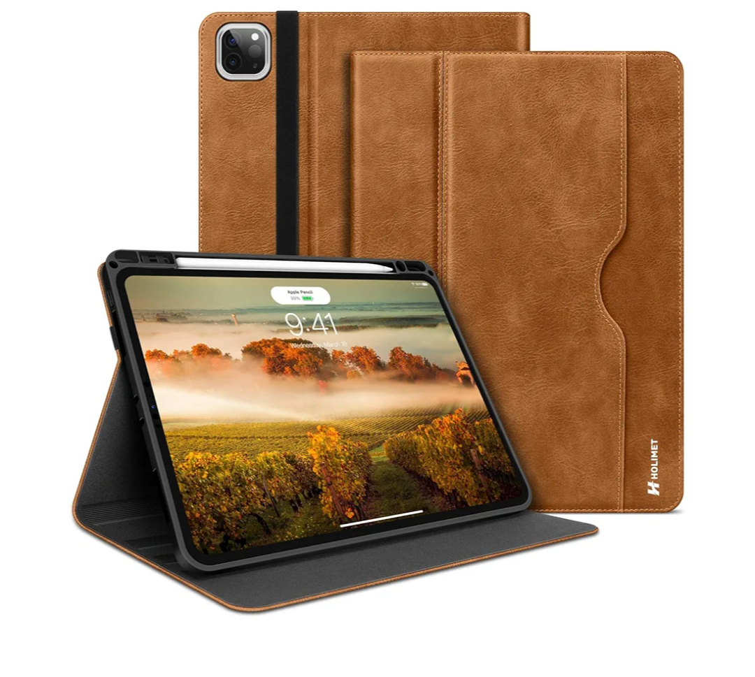 4th/3rd/2nd/1st Generation 2021/2020/2018 with Pencil Holder PU Leather Protective with Pocket Soft TPU Back Shockproof