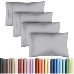 Queen Pillow Cases Set of 4 - Ultra Soft Hotel Quality Pillowcase Covers - Comfy, Cozy & Wrinkle Free - Shrink, Stain & Fade Resistant - Machine Washable Pillow Protectors - 4 Piece Set - Steel Blue