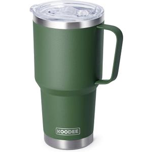 koodee Tumbler with Handle, 30 oz Stainless Steel Double Wall Insulated Tumblers with Lid and Straw Coffee Tumbler for Men and Women (Grass Green)