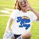 Game Day Shirts for Women Football Graphic Sunday Funday Tee Vintage Casual Football Season Short Sleeve Tee Tops (Medium, White)