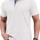 Sailwind Men's Golf Polo Shirt Quick Dry Moisture-Wicking Short Sleeve Performance Active Shirt (White, XXL)