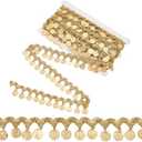 OLYCRAFT 10 Yards Gold Coin Shape Sequin Tassel Trim Sequins Lace Tassel Fringe Trim 1.6 Inch Width Sequins Tassel Lace Ribbon Fringe Dance Dress Belt Chain for Clothes Decoration Party Accessories