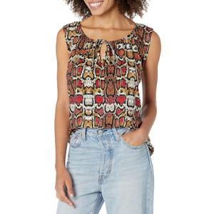 Star Vixen Women's Sleeveless Peasant Top with Tie Neck (S)