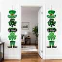 St. Patrick's Day Door Sign Happy Saint Patricks Day Wooden Decorations Welcome Hanging Signs Shamrock Home Wall Decor for Farmhouse Porch Front Door Outdoor
