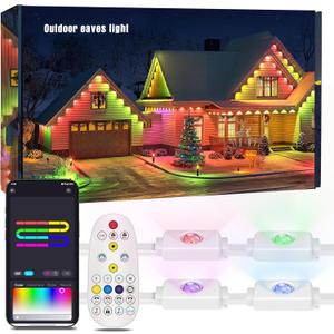60ft Smart Permanent Outdoor Lights, 30 RGB LED Light Bulbs with APP/Remote Control, IP67 Waterproof Eave Lights for House Roof Garden Christmas Decor