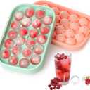 Ice Cube Tray, 2 Pack Flexible Silicone 22 Ice Balls Maker with Lid BPA Free Easy-Release Ice Cube Trays for Freezer, DIY Homemade Round Ice Cubes for Whiskey, Cocktails, Coffee