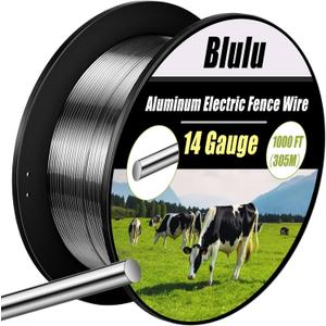Blulu 14 Gauge Aluminum Electric Fence Wire 1000 ft Aluminum Garden Electric Fence Magnesium Alloy Chicken Wire, High Conductivity and Durability