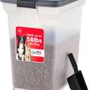 IRIS USA Dog Food Storage Container 58 lbs, Attachable Wheels, & Included Scoop, for Dog Cat Birds and other Pets, Food Storage Bin, Keep Fresh, Easy Mobility, BPA Free - Made in the USA, Dark Gray