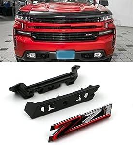 1 OEM Grille Z71 Front Emblem 3D Badge Compatible with 2019-2022 Silverado Tahoe Suburban RST 1500 HD 2500 HD 3500HD 84384428 (Chrome Red)